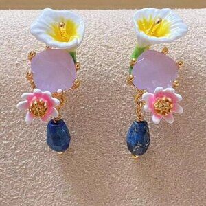 Les NEREIDES BOG ARUM AND LAPIS LAZULI POST EARRINGS